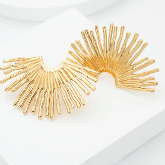 Elegant Gold Sunburst Earrings - Picture 5 of 5
